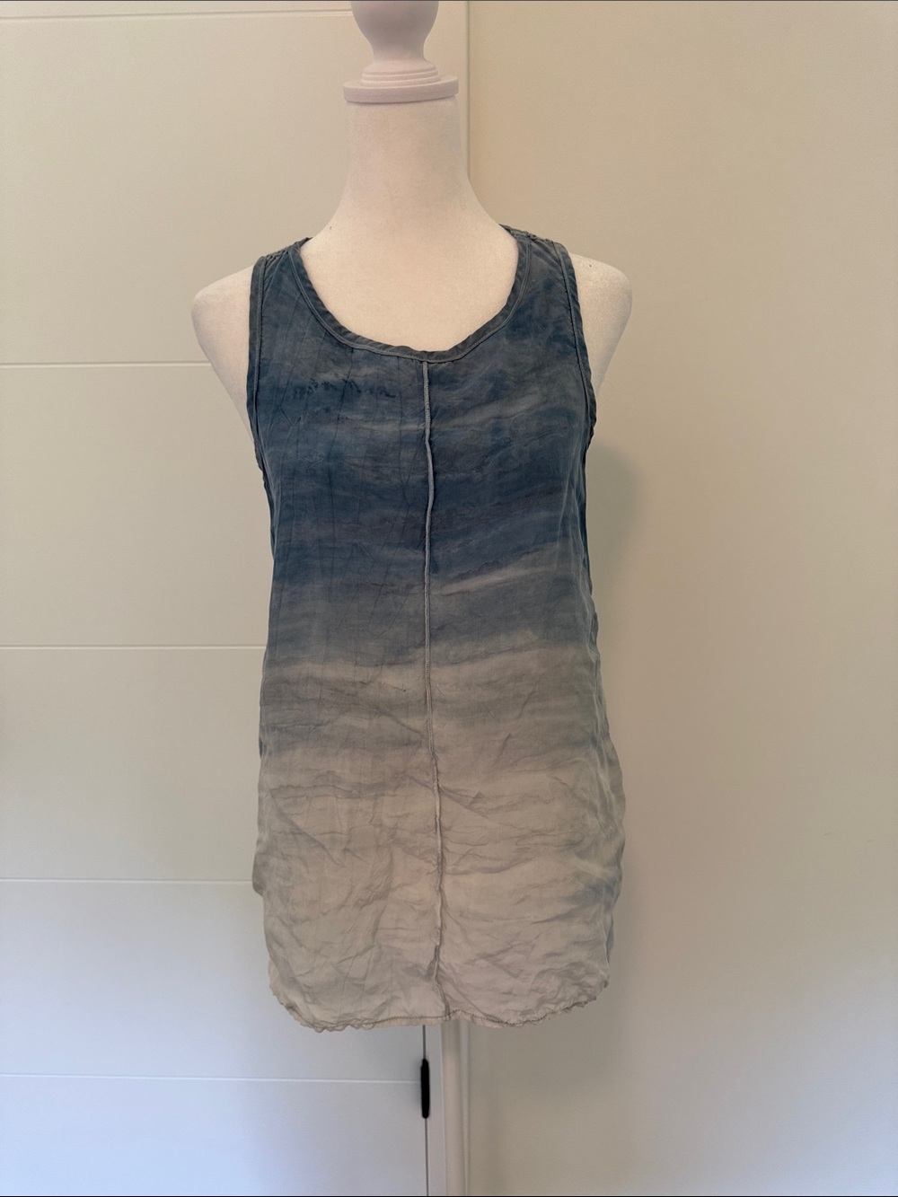 Hard Tail Ombre Scoop Tank in Blue and Cream